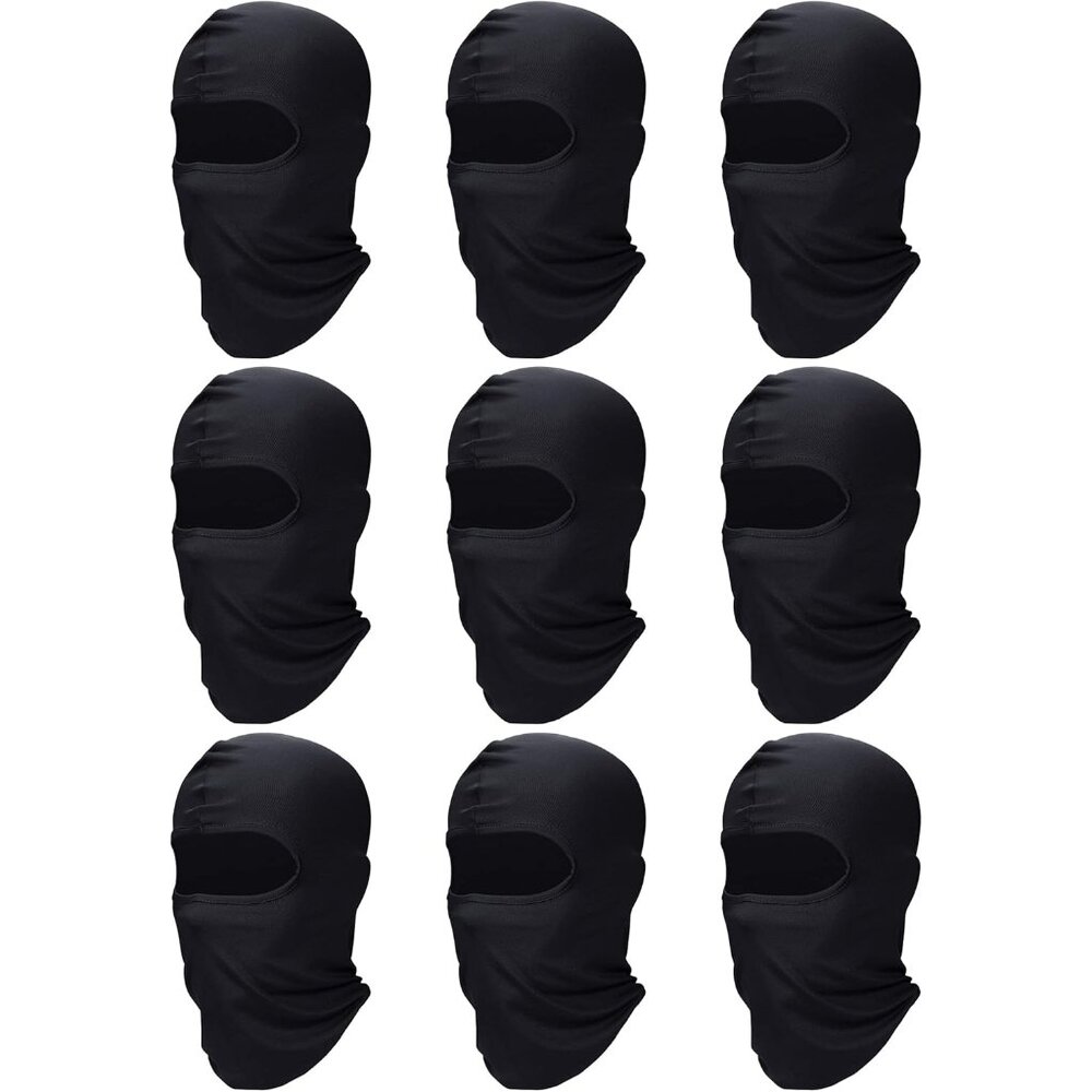 9 pcs Breathable Black Ski Masks Balaclava Full Face Masks for Outdoor Sports